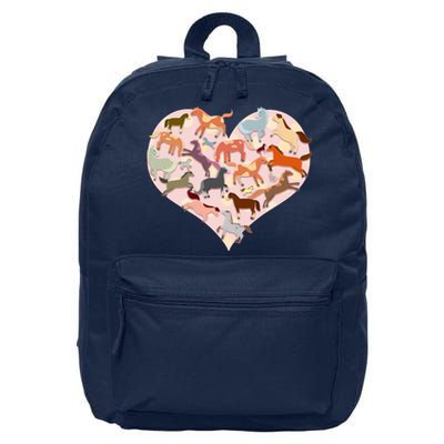 Cute Love Heart Horses 16 in Basic Backpack