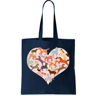 Cute Love Heart Horses Tote Bag