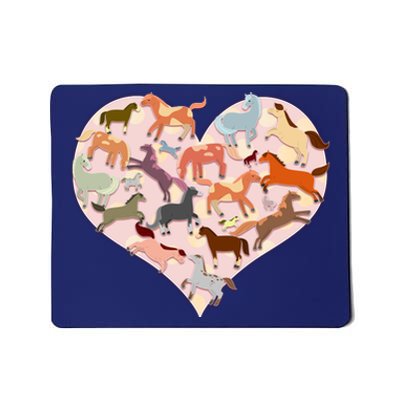 Cute Love Heart Horses Mousepad