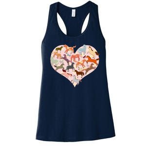 Cute Love Heart Horses Women's Racerback Tank