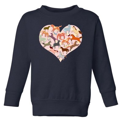 Cute Love Heart Horses Toddler Sweatshirt