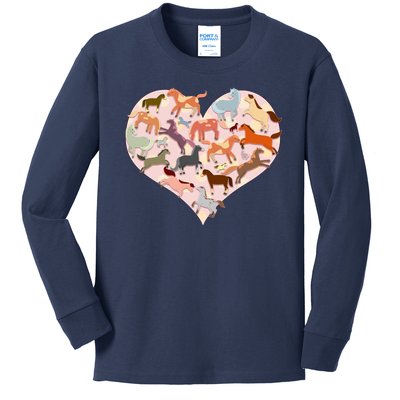 Cute Love Heart Horses Kids Long Sleeve Shirt