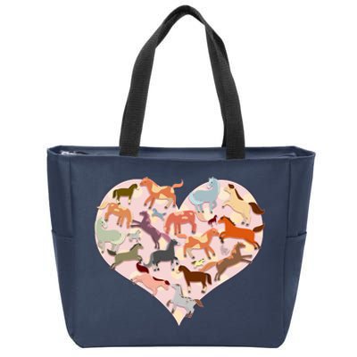 Cute Love Heart Horses Zip Tote Bag