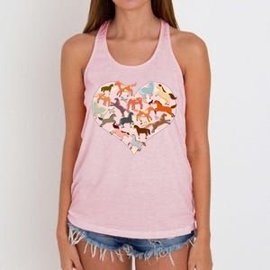 Cute Love Heart Horses Women's Knotted Racerback Tank