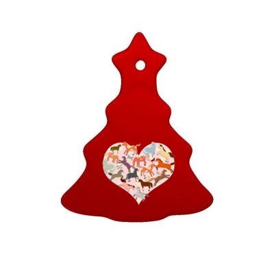 Cute Love Heart Horses Ceramic Tree Ornament