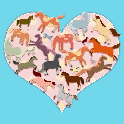 Cute Love Heart Horses T-Shirt