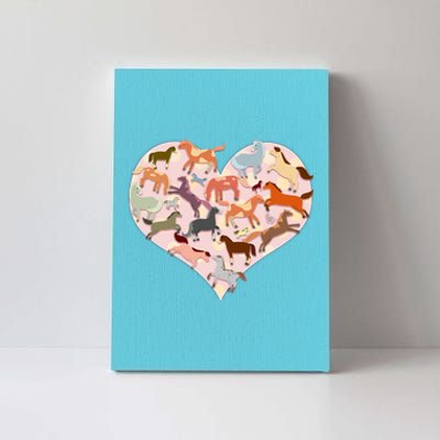 Cute Love Heart Horses Canvas