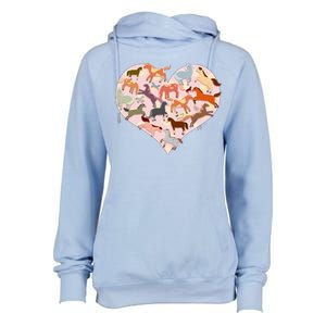 Cute Love Heart Horses Womens Funnel Neck Pullover Hood