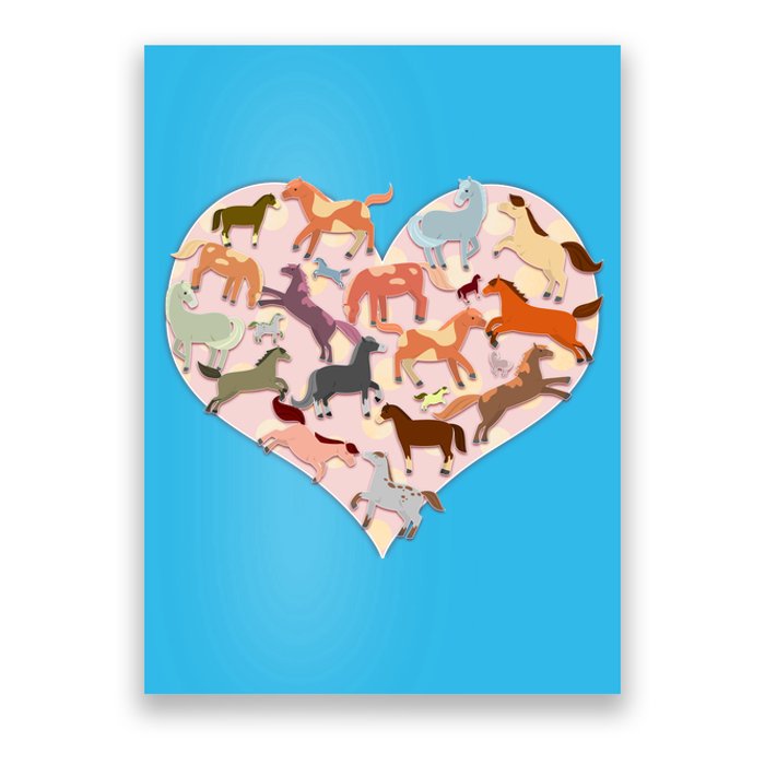 Cute Love Heart Horses Poster