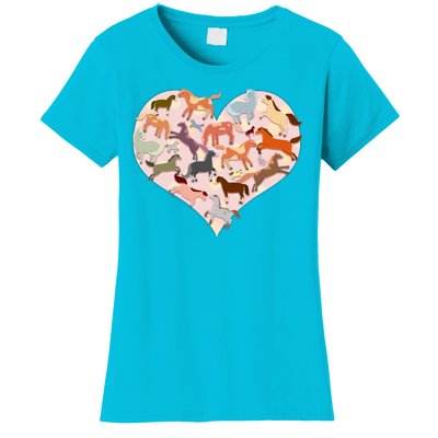 Cute Love Heart Horses Women's T-Shirt