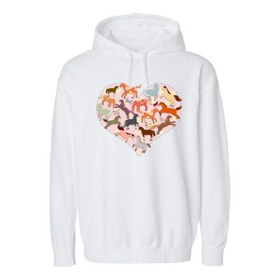 Cute Love Heart Horses Garment-Dyed Fleece Hoodie