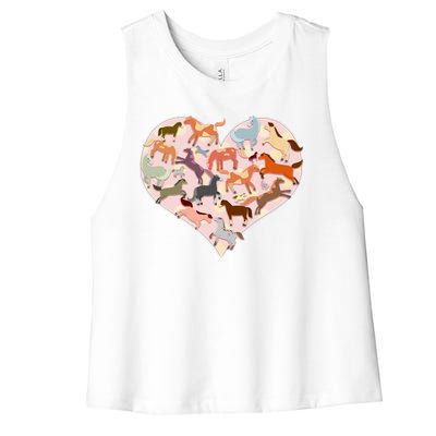 Cute Love Heart Horses Women's Racerback Cropped Tank