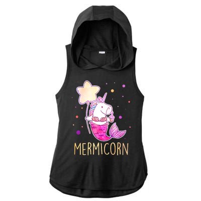 Cute Magical Mermicorn Unicorn Mermaid Ladies PosiCharge Tri-Blend Wicking Draft Hoodie Tank