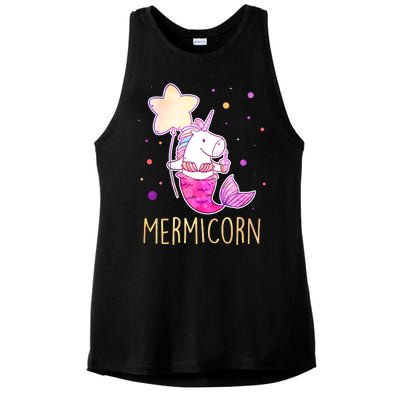 Cute Magical Mermicorn Unicorn Mermaid Ladies PosiCharge Tri-Blend Wicking Tank