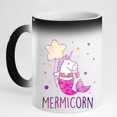 Cute Magical Mermicorn Unicorn Mermaid 11oz Black Color Changing Mug