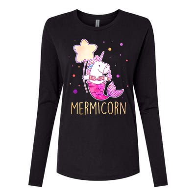 Cute Magical Mermicorn Unicorn Mermaid Womens Cotton Relaxed Long Sleeve T-Shirt