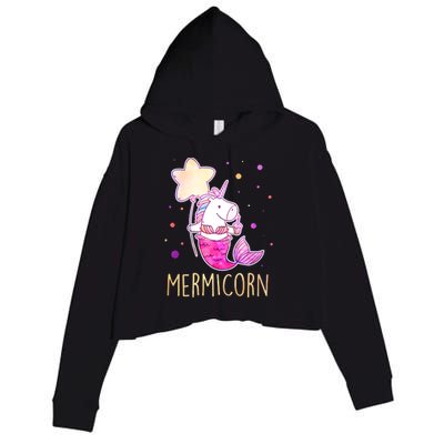 Cute Magical Mermicorn Unicorn Mermaid Crop Fleece Hoodie