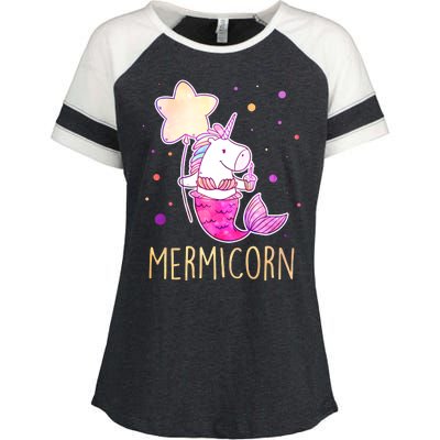 Cute Magical Mermicorn Unicorn Mermaid Enza Ladies Jersey Colorblock Tee