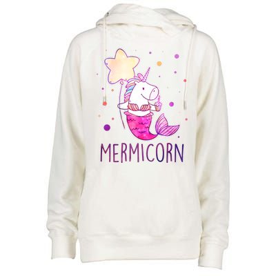 Cute Magical Mermicorn Unicorn Mermaid Womens Funnel Neck Pullover Hood