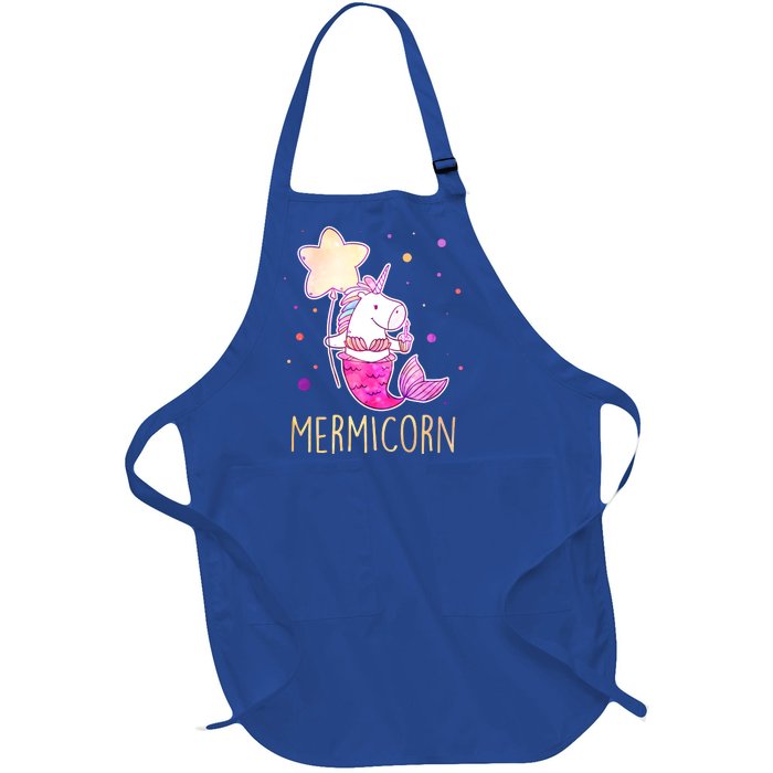 Cute Magical Mermicorn Unicorn Mermaid Full-Length Apron With Pockets