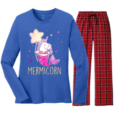 Cute Magical Mermicorn Unicorn Mermaid Women's Long Sleeve Flannel Pajama Set 