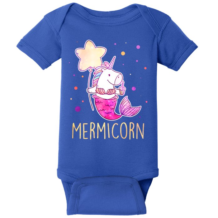 Cute Magical Mermicorn Unicorn Mermaid Baby Bodysuit