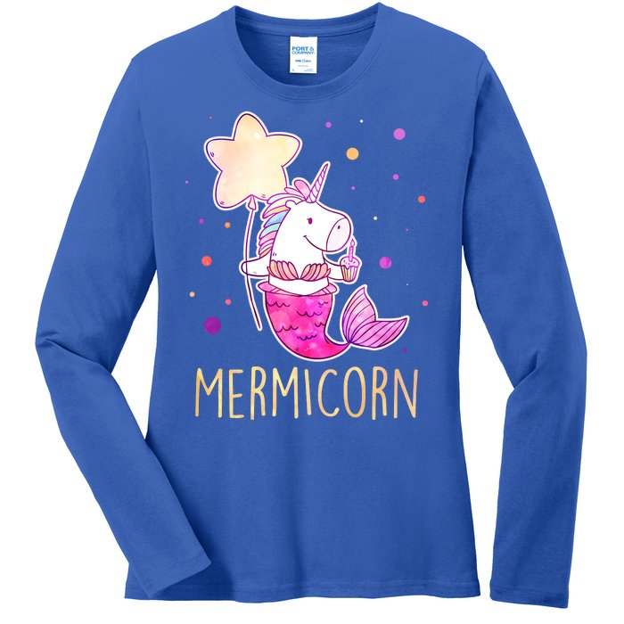 Cute Magical Mermicorn Unicorn Mermaid Ladies Long Sleeve Shirt