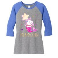 Cute Magical Mermicorn Unicorn Mermaid Women's Tri-Blend 3/4-Sleeve Raglan Shirt