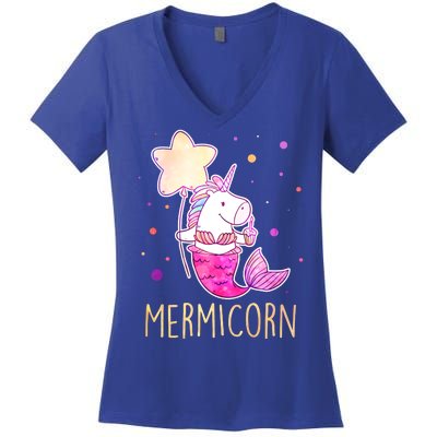 Cute Magical Mermicorn Unicorn Mermaid Women's V-Neck T-Shirt