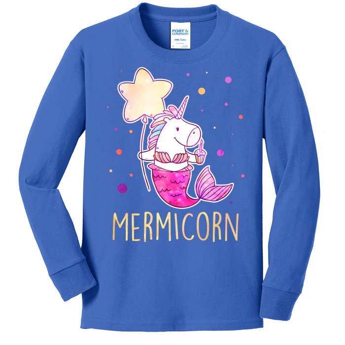 Cute Magical Mermicorn Unicorn Mermaid Kids Long Sleeve Shirt