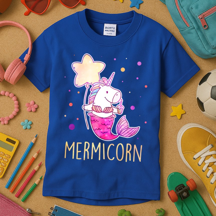 Cute Magical Mermicorn Unicorn Mermaid Kids T-Shirt