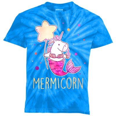 Cute Magical Mermicorn Unicorn Mermaid Kids Tie-Dye T-Shirt