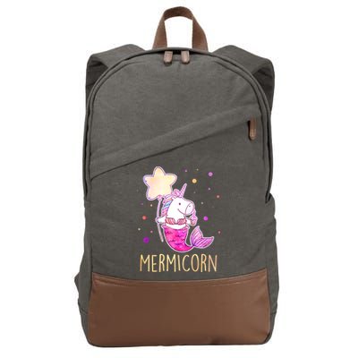 Cute Magical Mermicorn Unicorn Mermaid Cotton Canvas Backpack