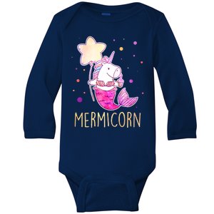 Cute Magical Mermicorn Unicorn Mermaid Baby Long Sleeve Bodysuit