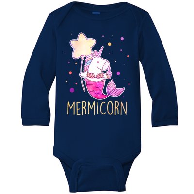 Cute Magical Mermicorn Unicorn Mermaid Baby Long Sleeve Bodysuit