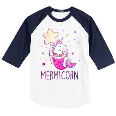 Cute Magical Mermicorn Unicorn Mermaid Baseball Sleeve Shirt