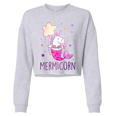 Cute Magical Mermicorn Unicorn Mermaid Cropped Pullover Crew