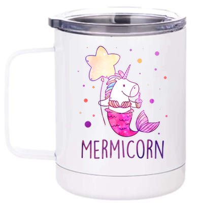 Cute Magical Mermicorn Unicorn Mermaid 12 oz Stainless Steel Tumbler Cup