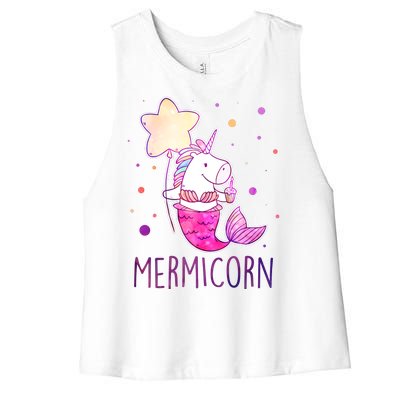 Cute Magical Mermicorn Unicorn Mermaid Women's Racerback Cropped Tank