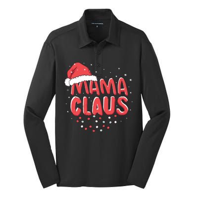 Cute Mama Claus Christmas Lights Silk Touch Performance Long Sleeve Polo