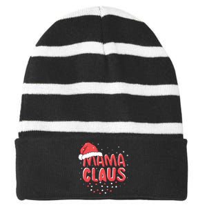 Cute Mama Claus Christmas Lights Striped Beanie with Solid Band