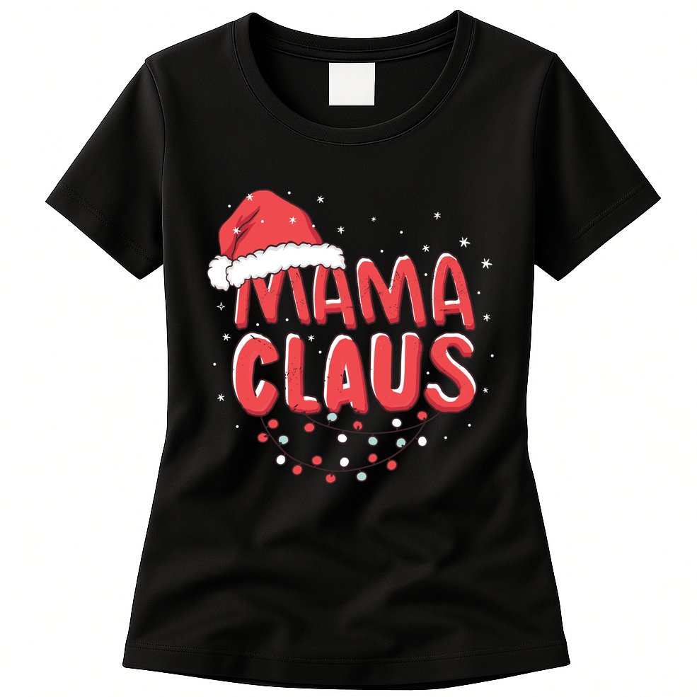 Cute Mama Claus Christmas Lights Womens T-Shirt