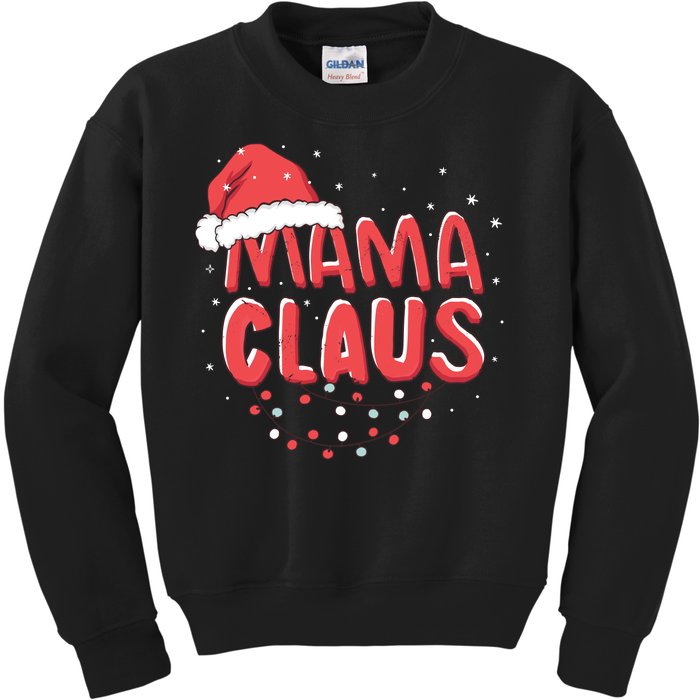 Cute Mama Claus Christmas Lights Kids Sweatshirt