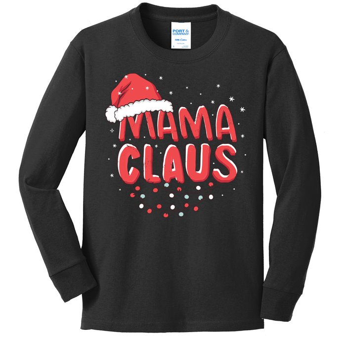 Cute Mama Claus Christmas Lights Kids Long Sleeve Shirt