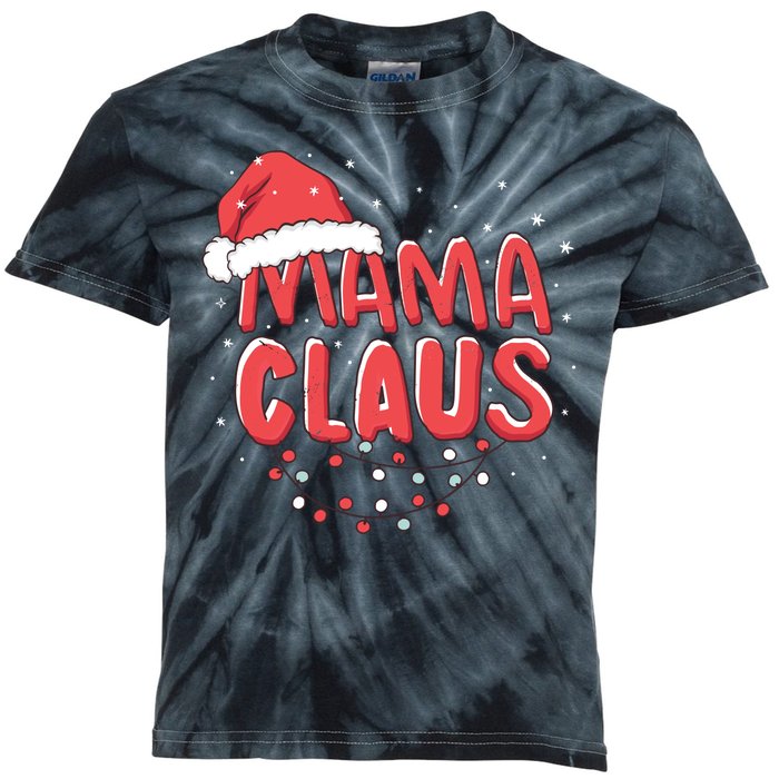 Cute Mama Claus Christmas Lights Kids Tie-Dye T-Shirt