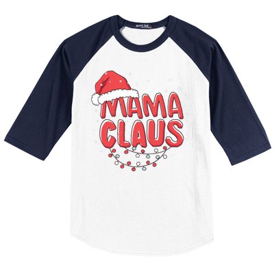 Cute Mama Claus Christmas Lights Baseball Sleeve Shirt