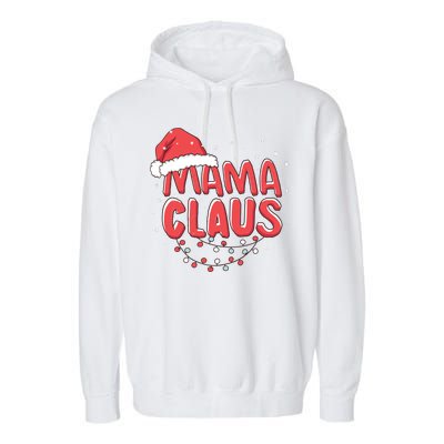 Cute Mama Claus Christmas Lights Garment-Dyed Fleece Hoodie