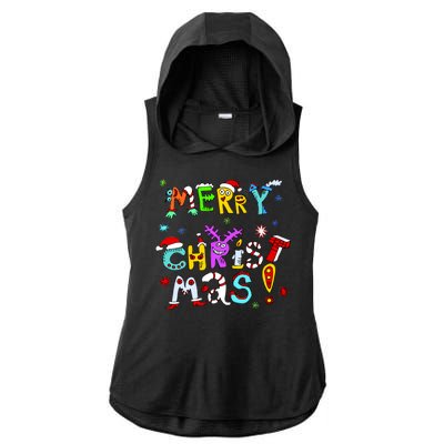 Cute Merry Christmas Ladies PosiCharge Tri-Blend Wicking Draft Hoodie Tank