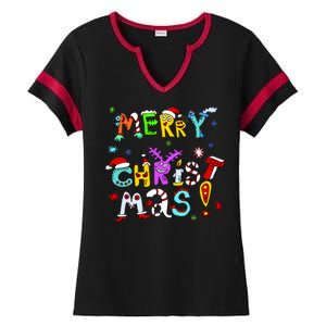 Cute Merry Christmas Ladies Halftime Notch Neck Tee