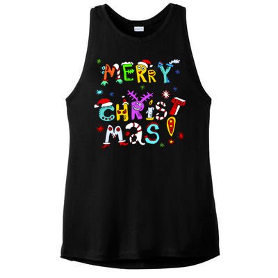 Cute Merry Christmas Ladies PosiCharge Tri-Blend Wicking Tank